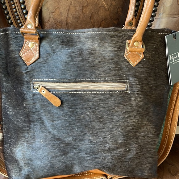 MYRA-HAND TOOLED LEATHER HAIR ON HANDBAG - Picture 3 of 9